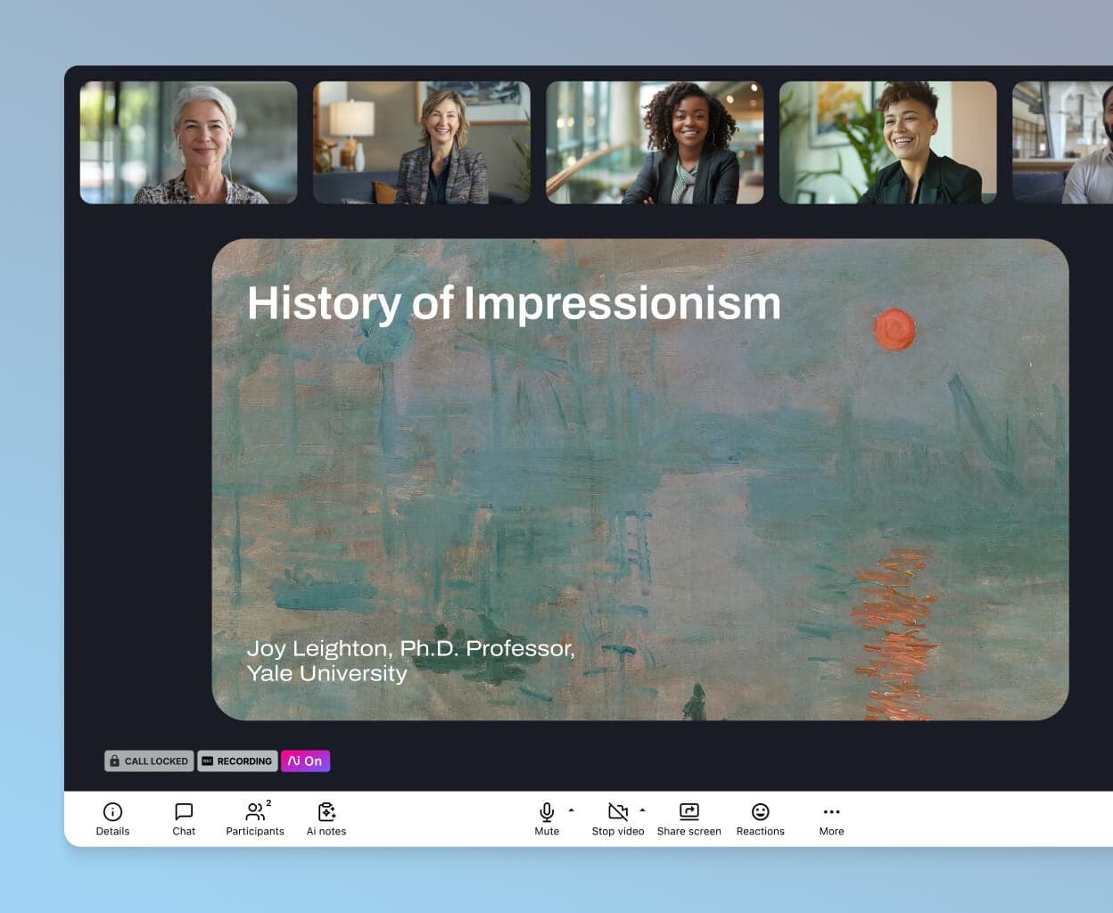 Screenshot of the screen sharing feature of Dialpad Meetings