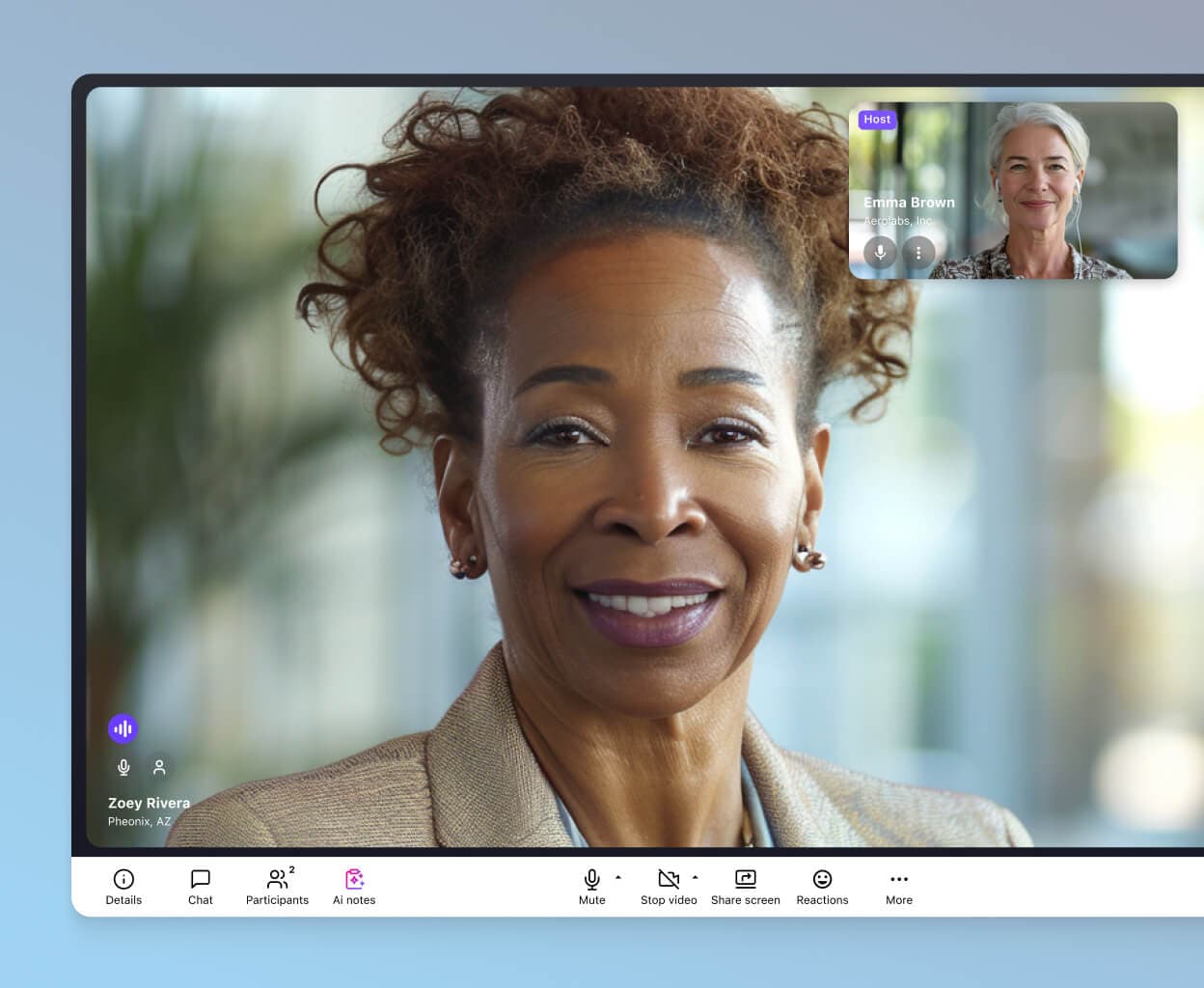 Screenshot of Dialpad Ai Meetings video conferencing feature