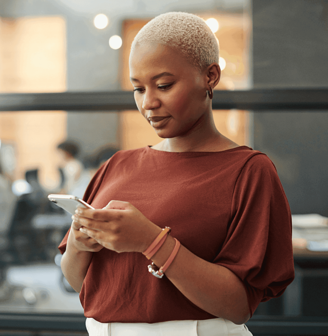 A woman using a mobile phone