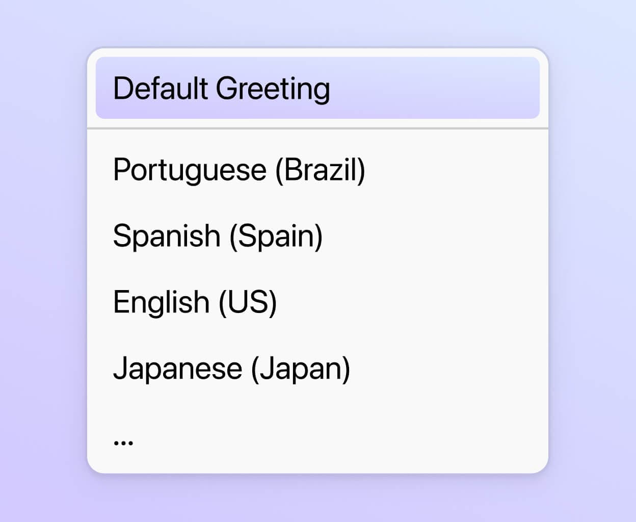 Screenshot of Dialpad's multilingual IVR greetings options