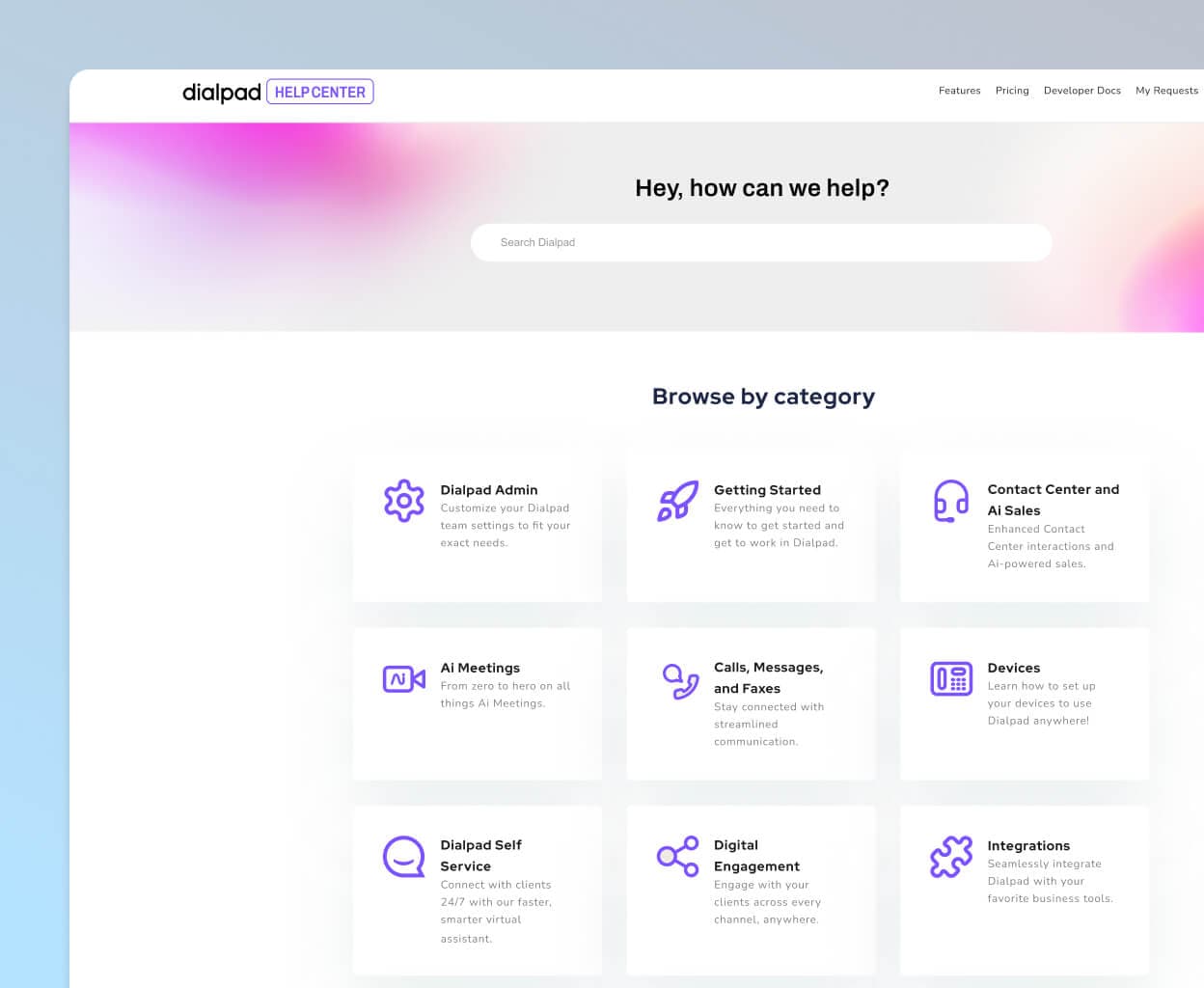 Dialpad's online help center page