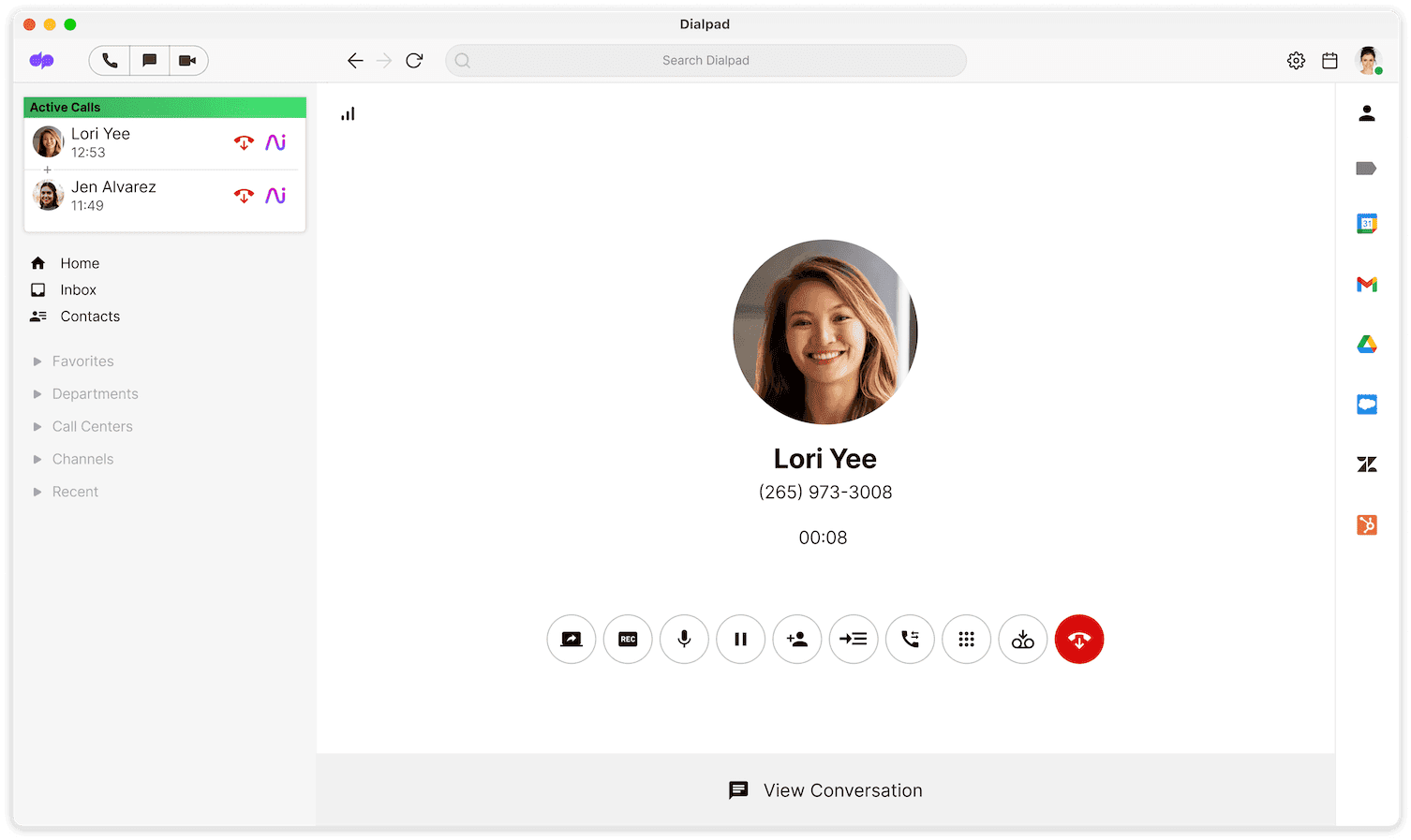 On a three way call in dialpad v2