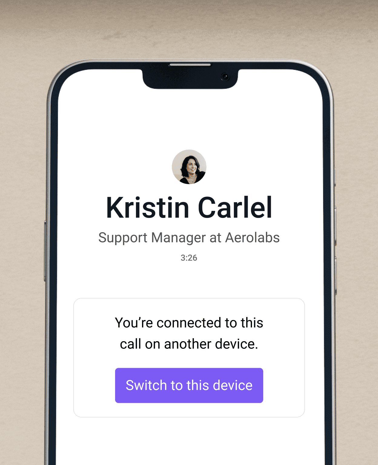 Capture d’écran de la fonctionnalité qui permet de basculer un appel entre appareils