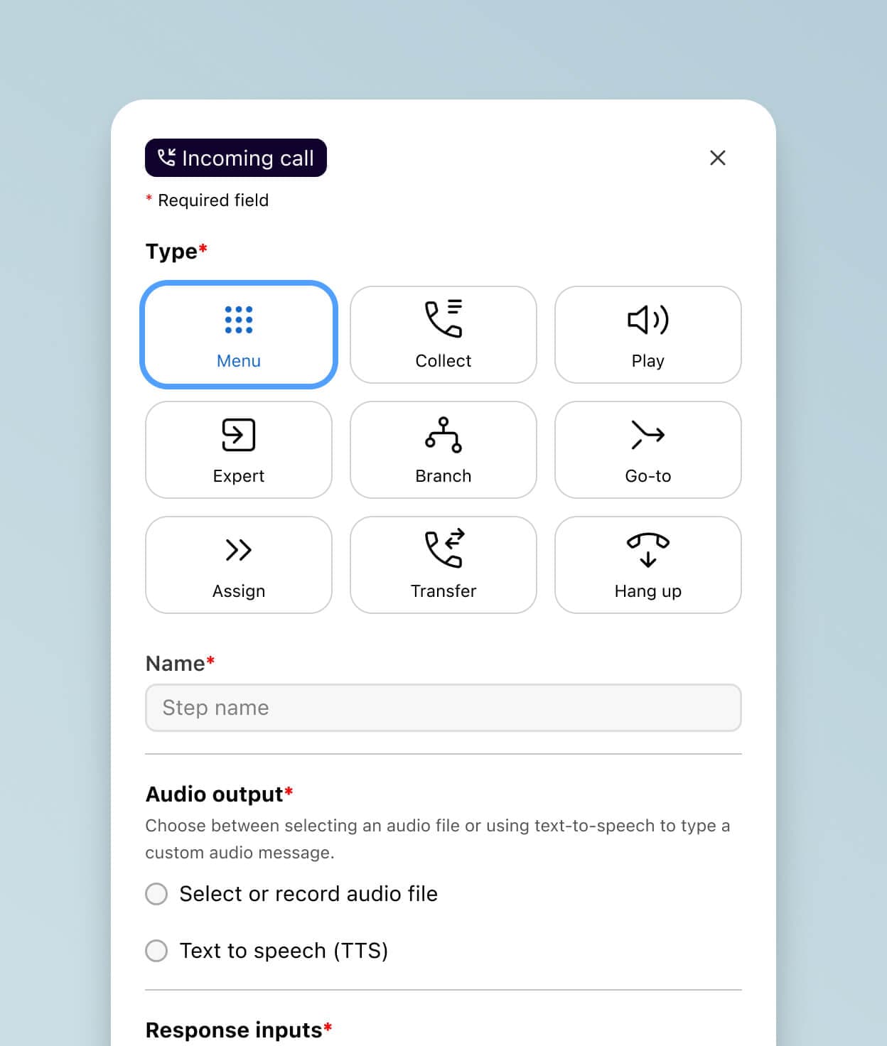 Screenshot of setting up an IVR flow in Dialpads online dashboard