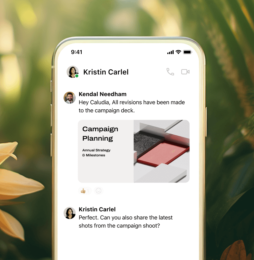 Capture d'écran de la fonction de messagerie directe de Dialpad sur mobile