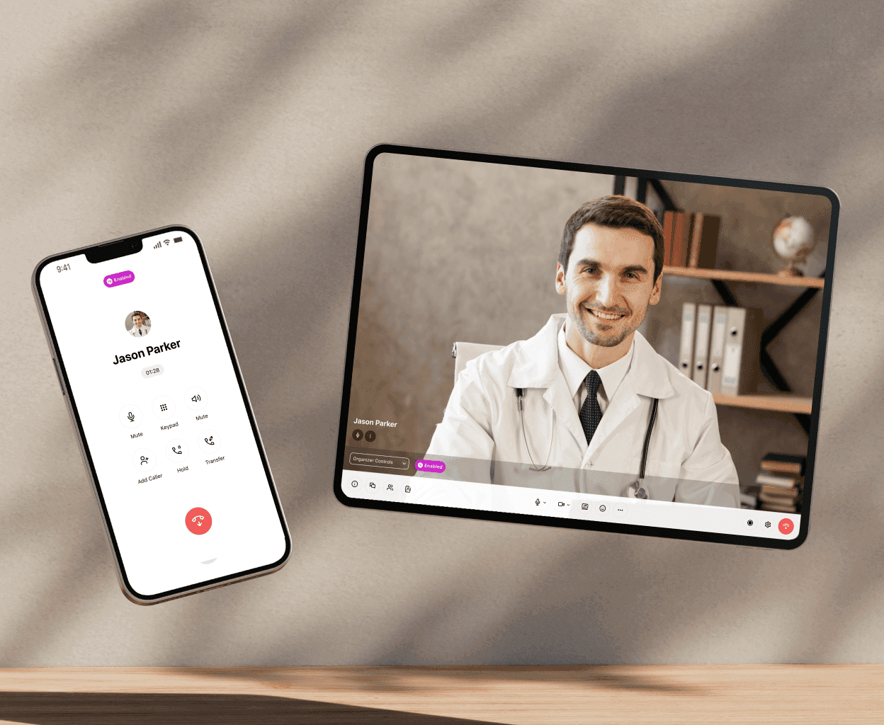 A healthcare professional in a teleconsultation call