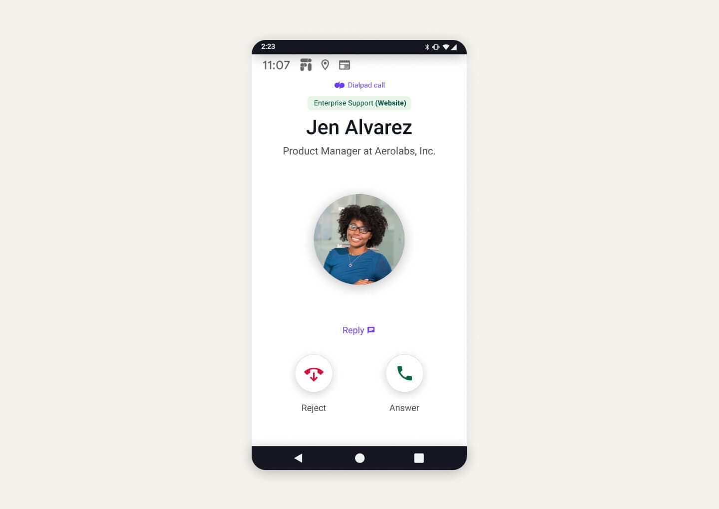 Single Item Card Caller ID and Company Name