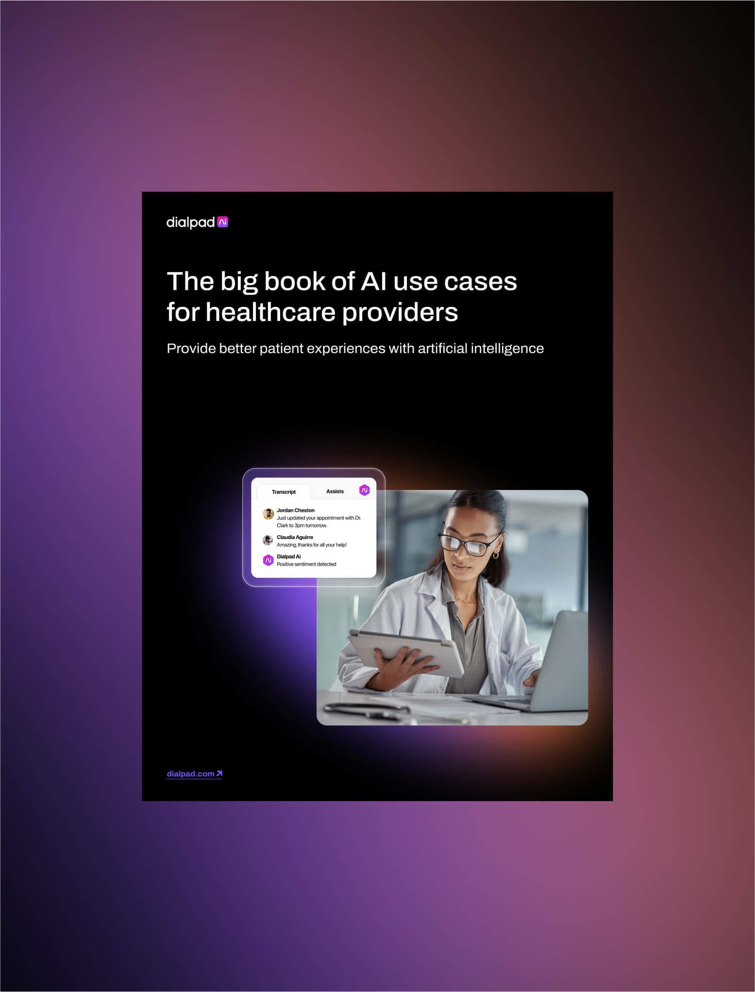 Mockup of an ebook titled The big book of AI Use Cases for Healthcare Providers